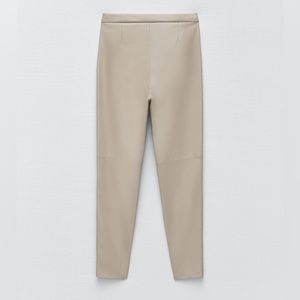Zara FAUX LEATHER LEGGINGS Color: Sand Size: XS NWT.
